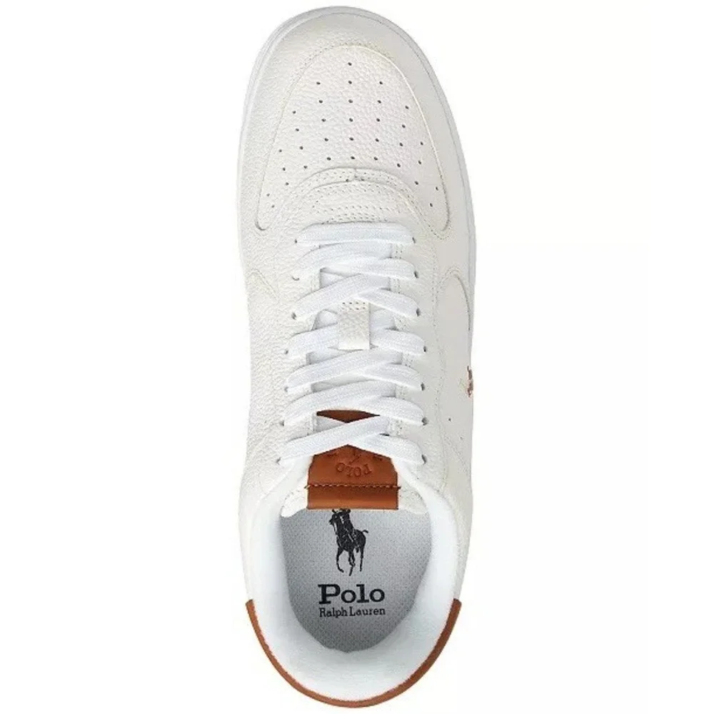 Polo Ralph Lauren Masters Court Leather Sneaker Deckwash White/Tan Men's US 8